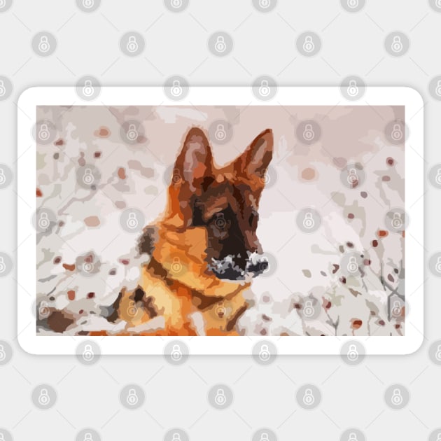 German Shepherd Digital Painting Sticker by gktb